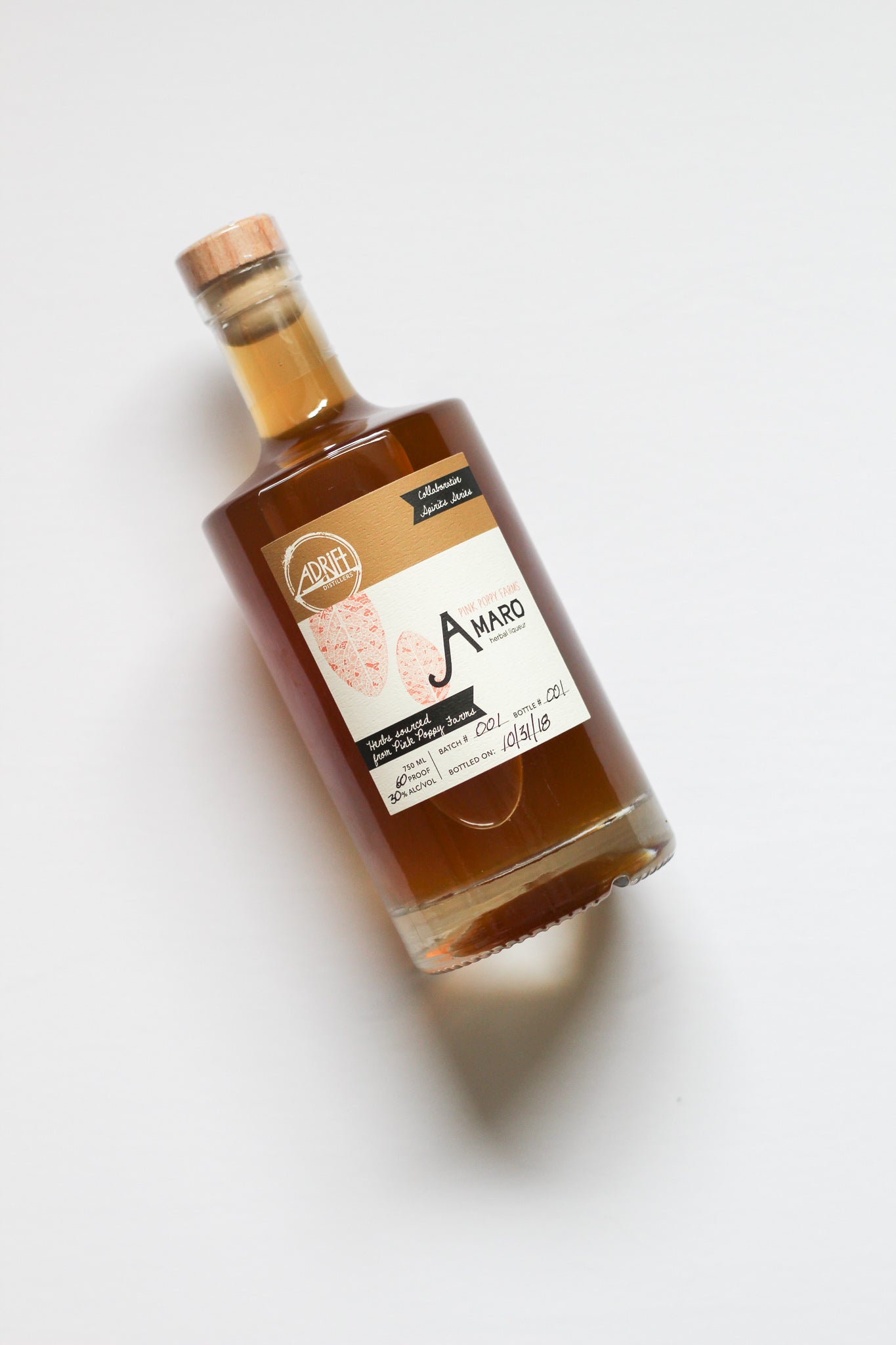 Bottle of Amaro on a white background