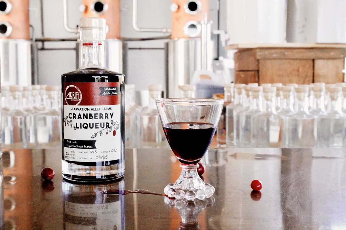 Cranberry liqueur bottle