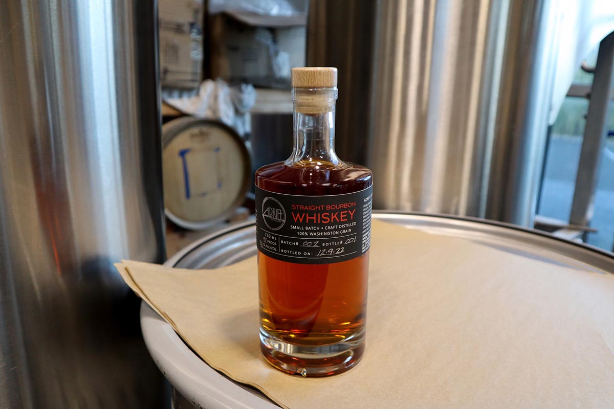 Straight bourbon whiskey bottle